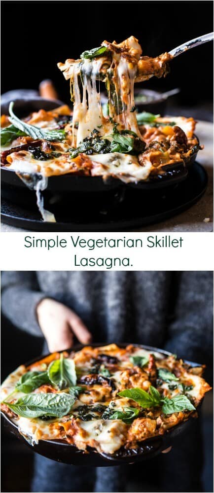 Simple Vegetarian Skillet Lasagna | halfbakedharvest.com @hbharvest
