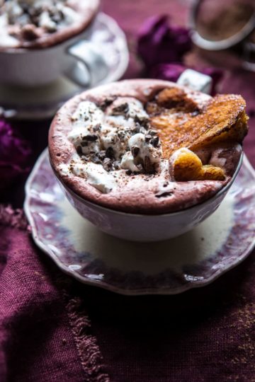 Superfood Hot Chocolate with Honey Caramelized Brioche.