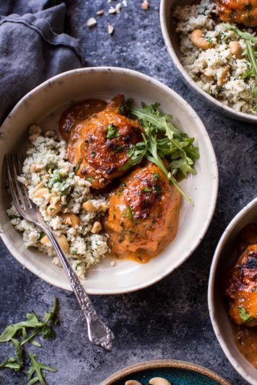 Sweet and Sticky 3 Ingredient Apricot Chicken (with Cauliflower Rice).