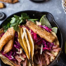 Corned Beef Tacos with Beer Battered Fries.