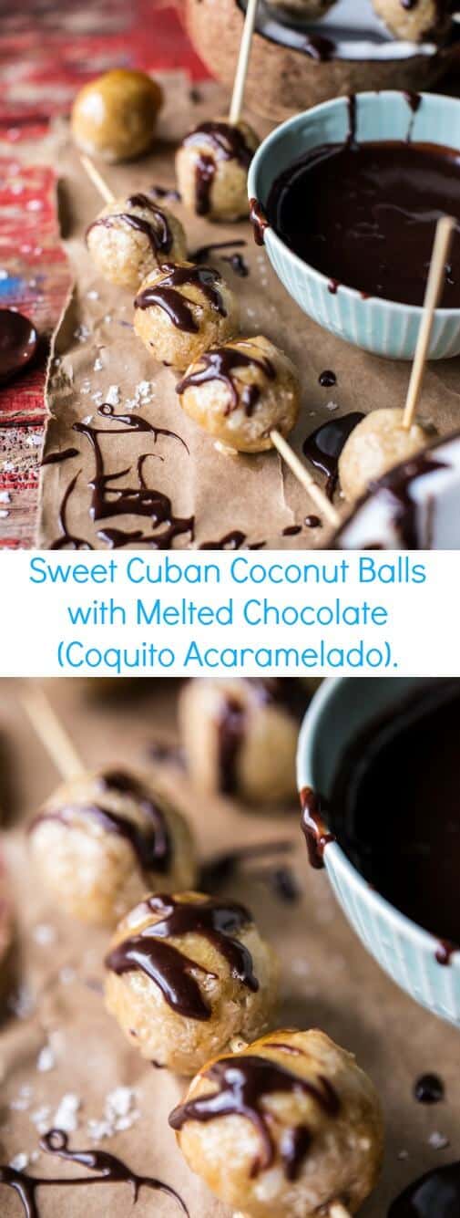 Sweet Cuban Coconut Balls with Melted Chocolate (Coquito Acaramelado) | halfbakedharvest.com @hbharvest