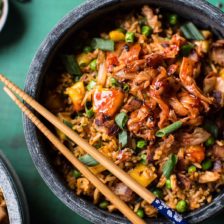 Kimchi Chicken and Bacon Fried Rice.