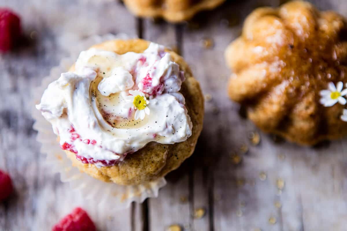 Salted Chamomile Honey Cakes with Raspberry Ripple Cream-8