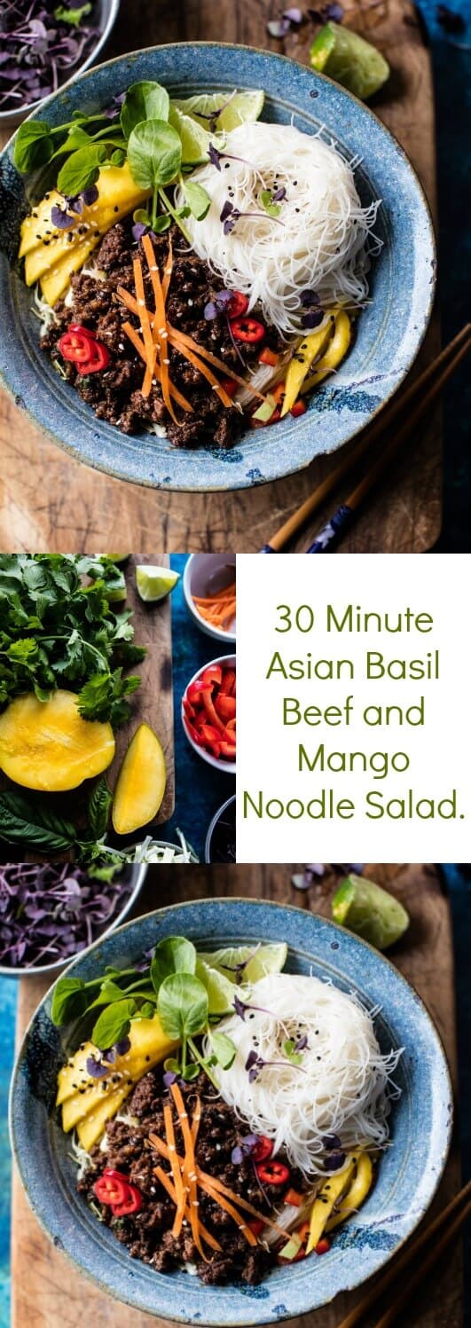 30 Minute Asian Basil Beef and Mango Noodle Salad | halfbakedharvest.com @hbharvest
