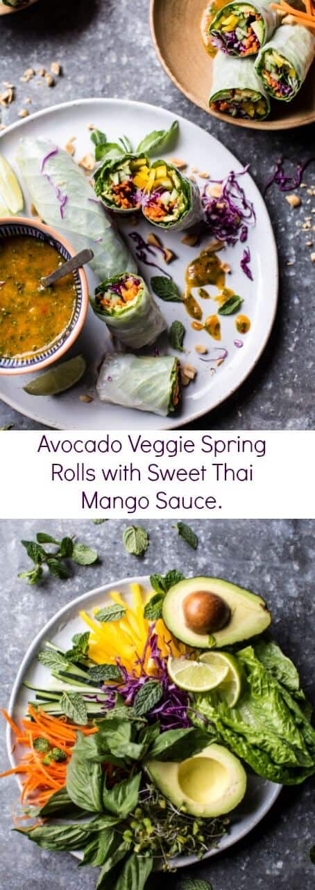 Avocado Veggie Spring Rolls with Sweet Thai Mango Sauce | halfbakedharvest.com @hbharvest
