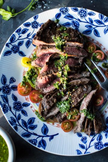Grilled Skirt Steak with Chimichurri.