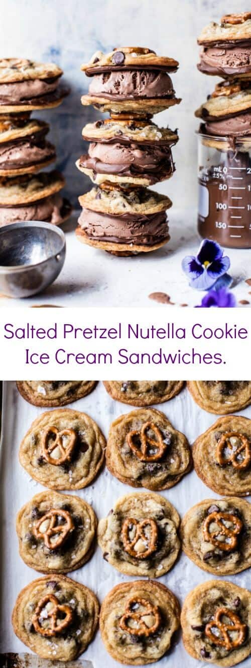 Salted Pretzel Nutella Cookie Ice Cream Sandwiches | halfbakedharvest.com @hbharvest