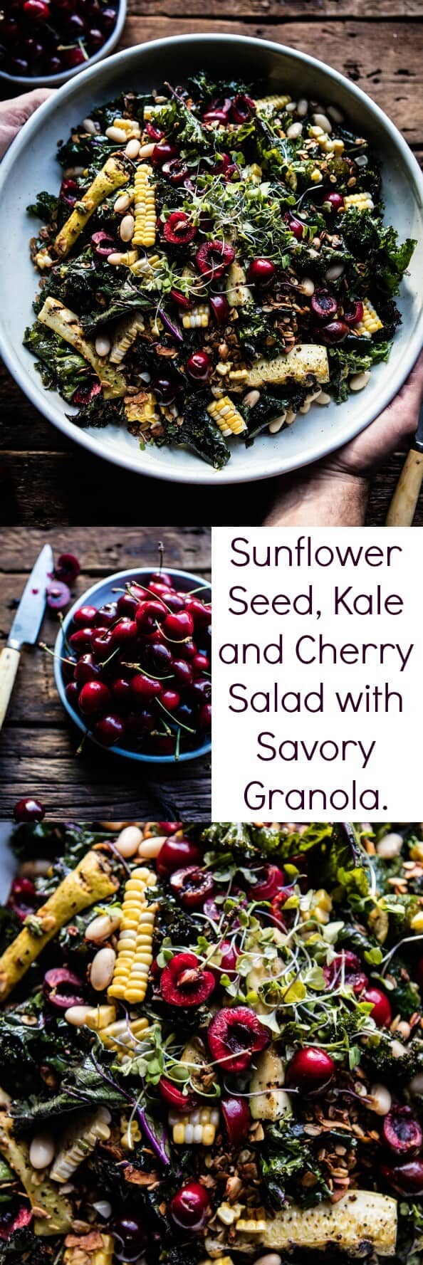 Sunflower Seed, Kale and Cherry Salad with Savory Granola | halfbakedharvest.com @hbharvest