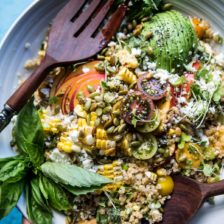 Thai Grilled Corn and Peach Quinoa Salad.