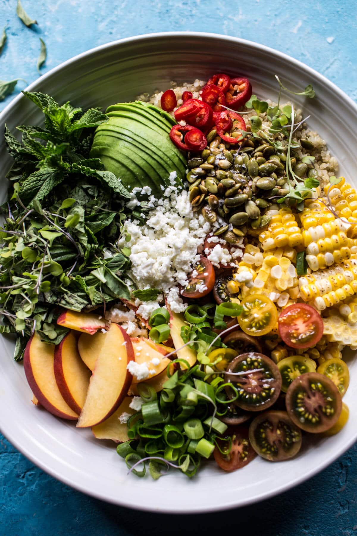 Thai Grilled Corn and Peach Quinoa Salad | halfbakedharvest.com @hbharvest