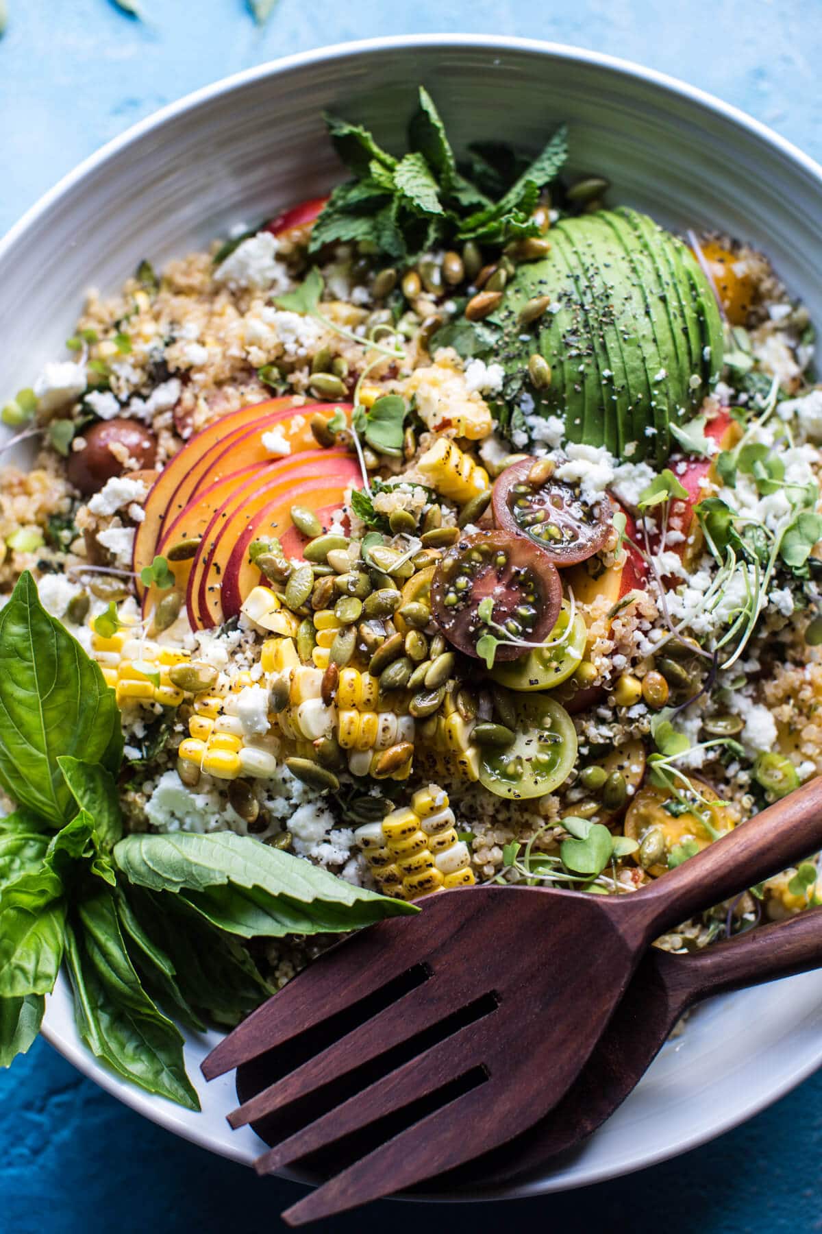 Thai Grilled Corn and Peach Quinoa Salad | halfbakedharvest.com @hbharvest