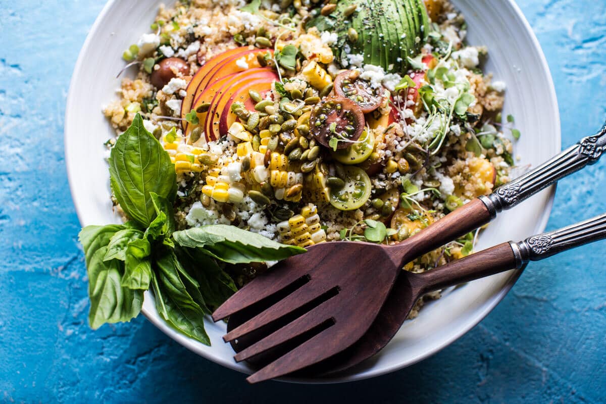 Thai Grilled Corn and Peach Quinoa Salad | halfbakedharvest.com @hbharvest