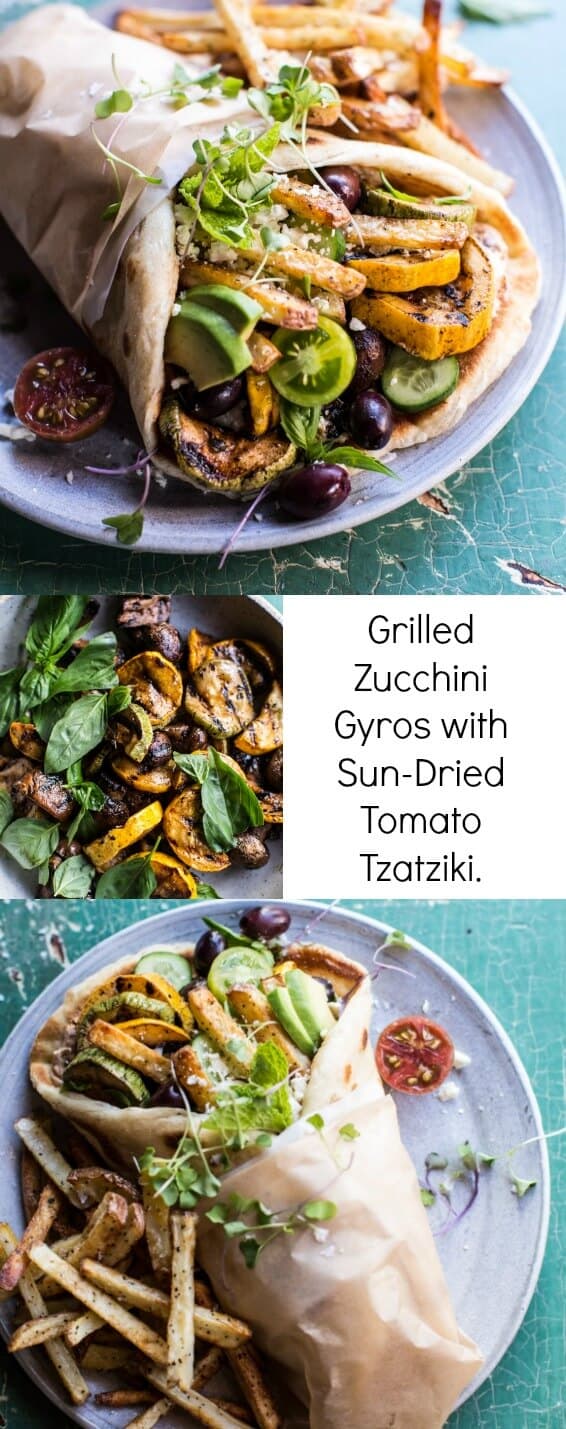 Grilled Zucchini Gyros with Sun-Dried Tomato Tzatziki | halfbakedharvest.com @hbharvest