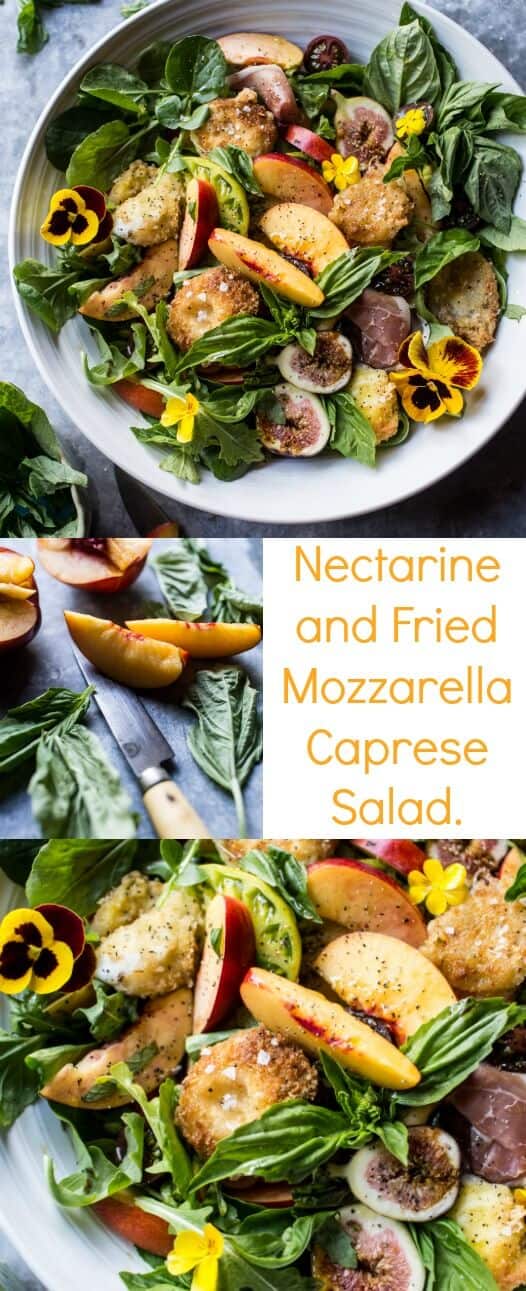 Nectarine and Fried Mozzarella Caprese Salad | halfbakedharvest.com @hbharvest