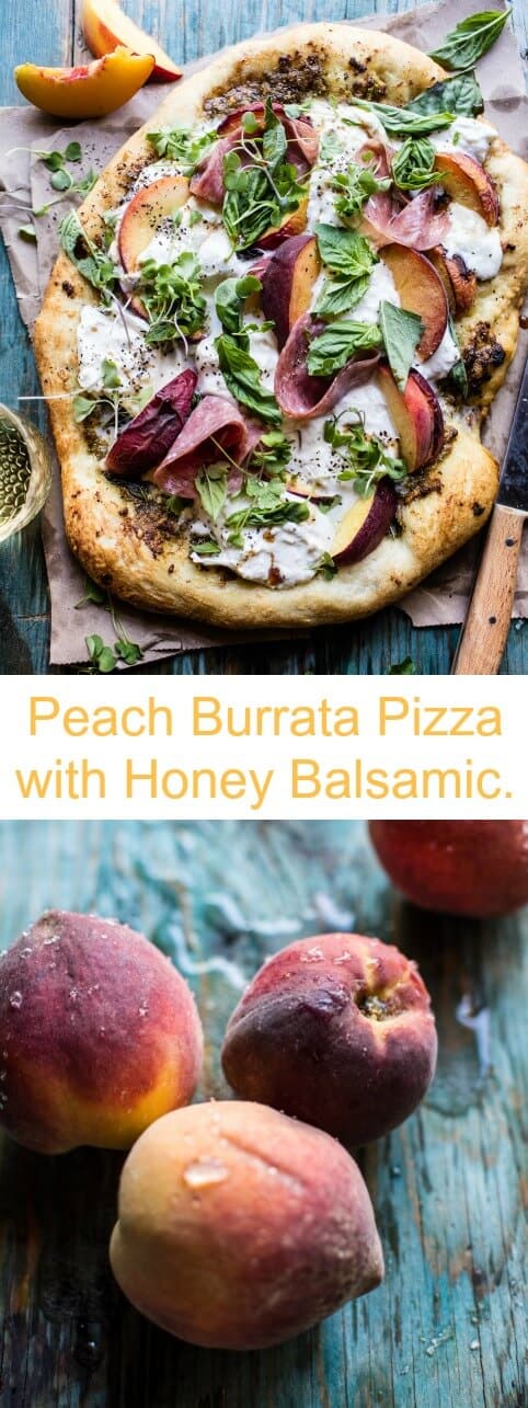 Peach Burrata Pizza with Honey Balsamic | halfbakedharvest.com @hbharvest