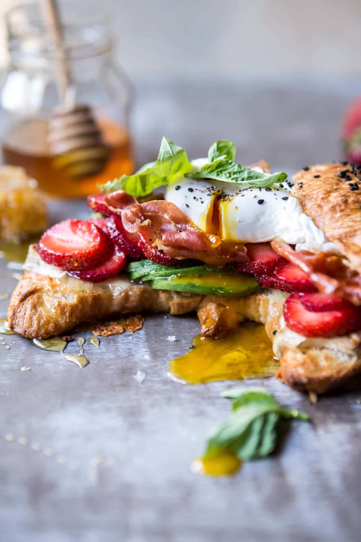 Strawberry, Basil and Crispy Prosciutto Breakfast Sandwich | halfbakedharvest.com @hbharvest