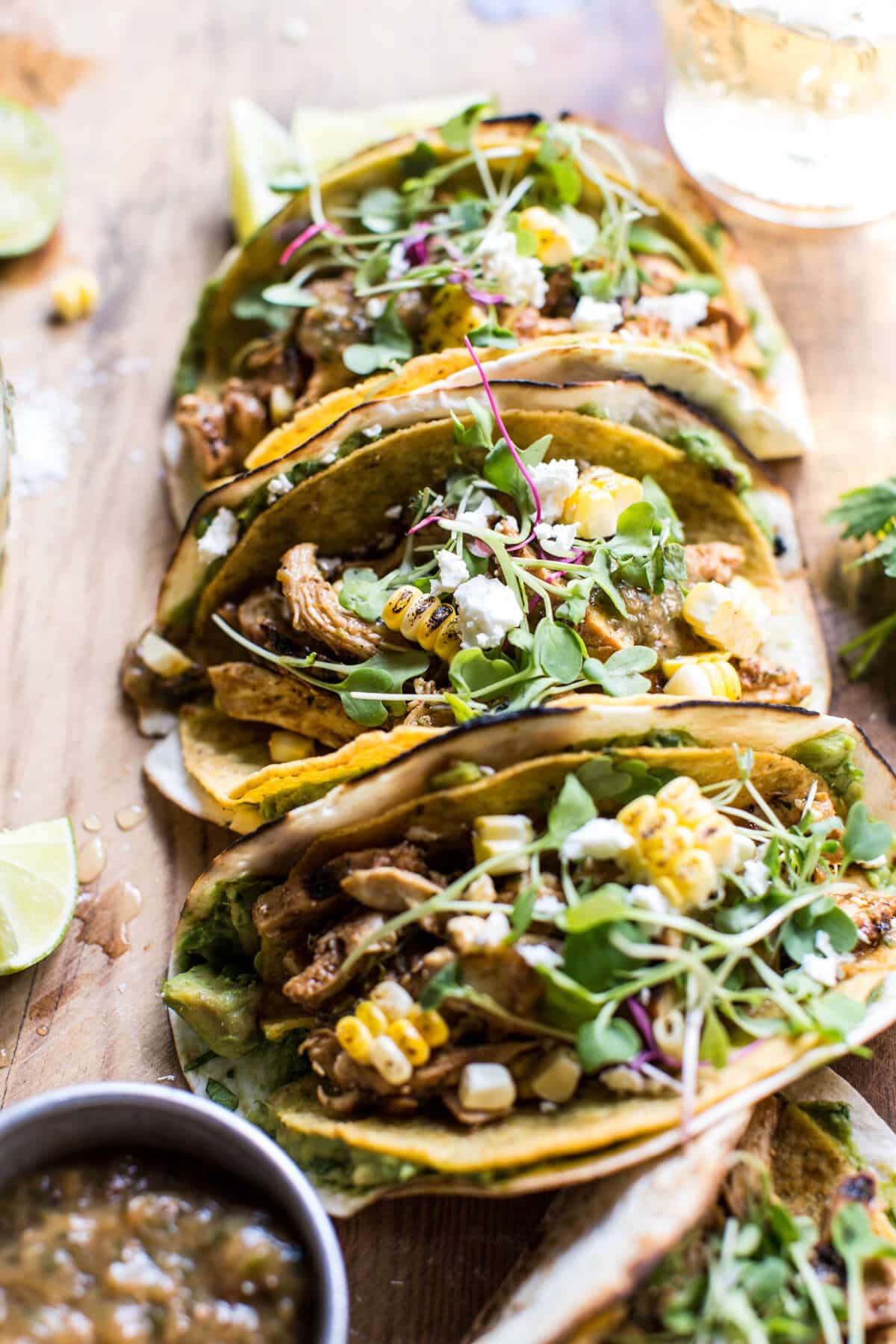 Two Layer Guacamole and Chipotle Chicken Tacos | halfbakedharvest.com @hbharvest