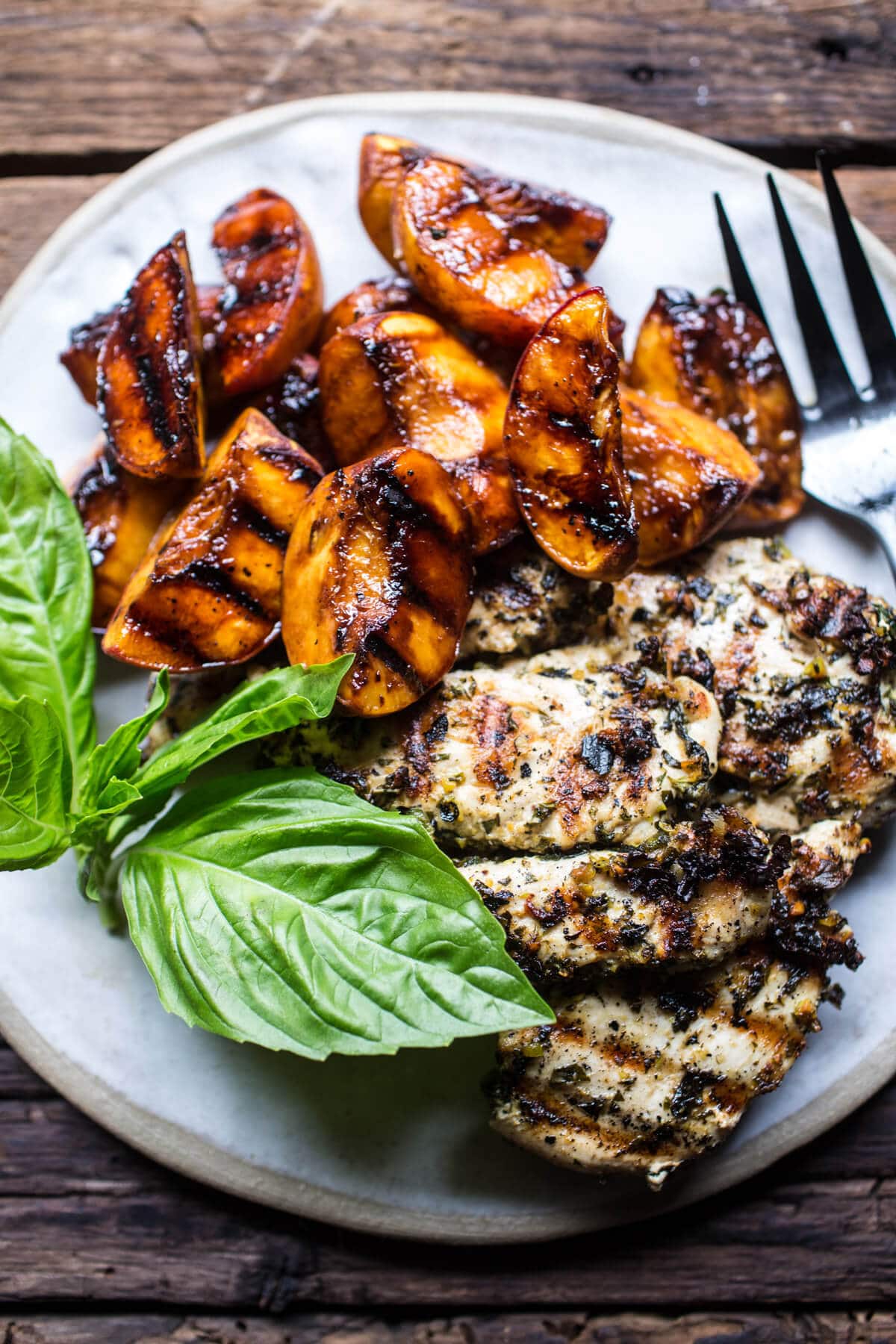 Balsamic Peach Basil Chicken Salad with Crispy Prosciutto | halfbakedharvest.com @hbharvest