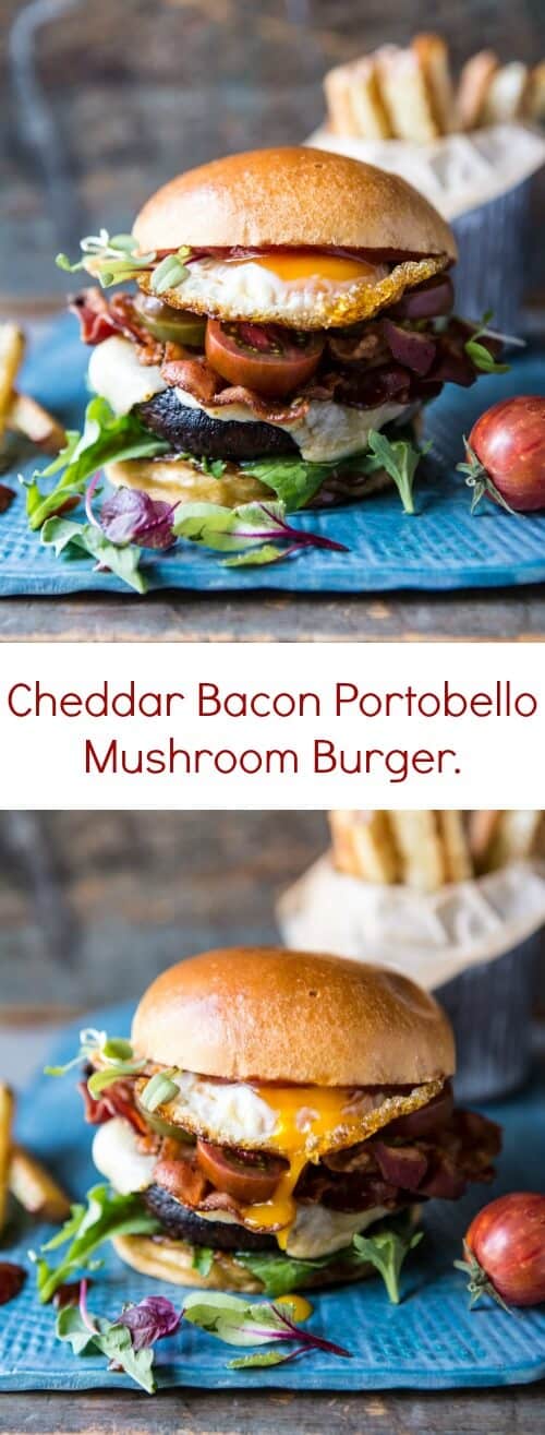 Cheddar Bacon Portobello Mushroom Burger | halfbakedharvest.com @hbharvest