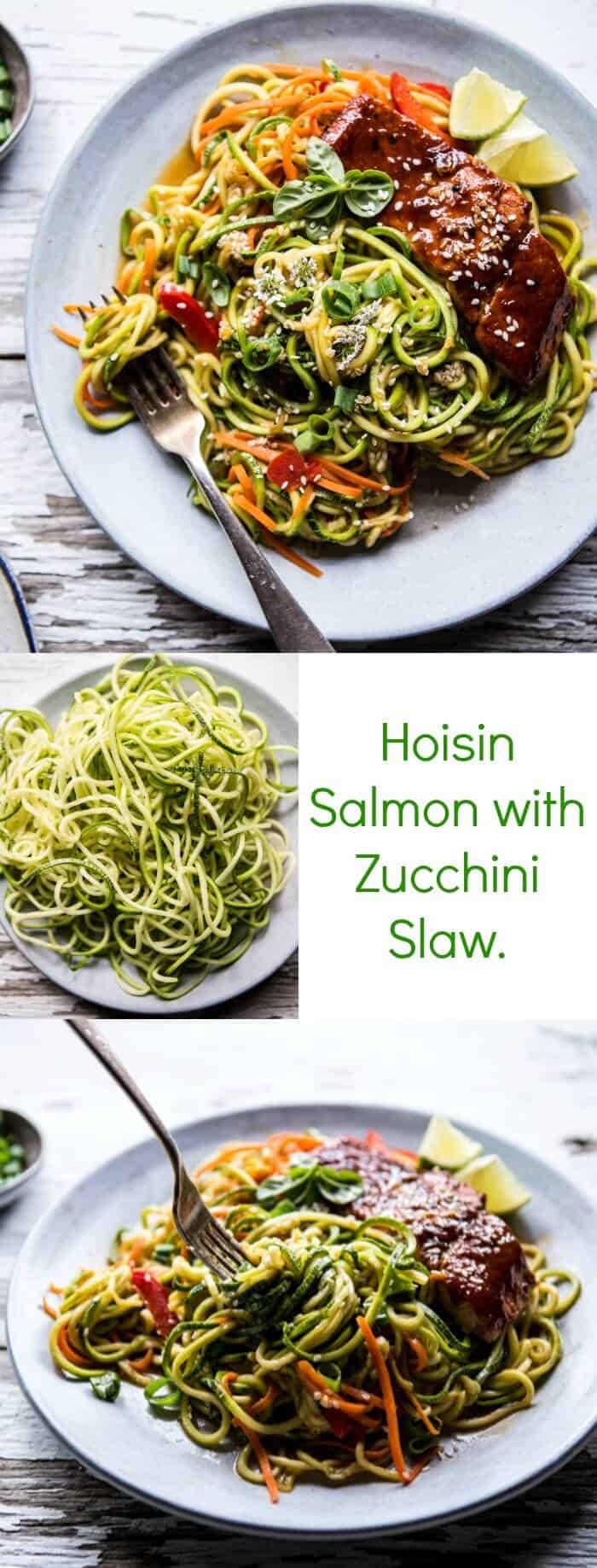 Hoisin Salmon with Zucchini Slaw | halfbakedharvest.com @hbharvest