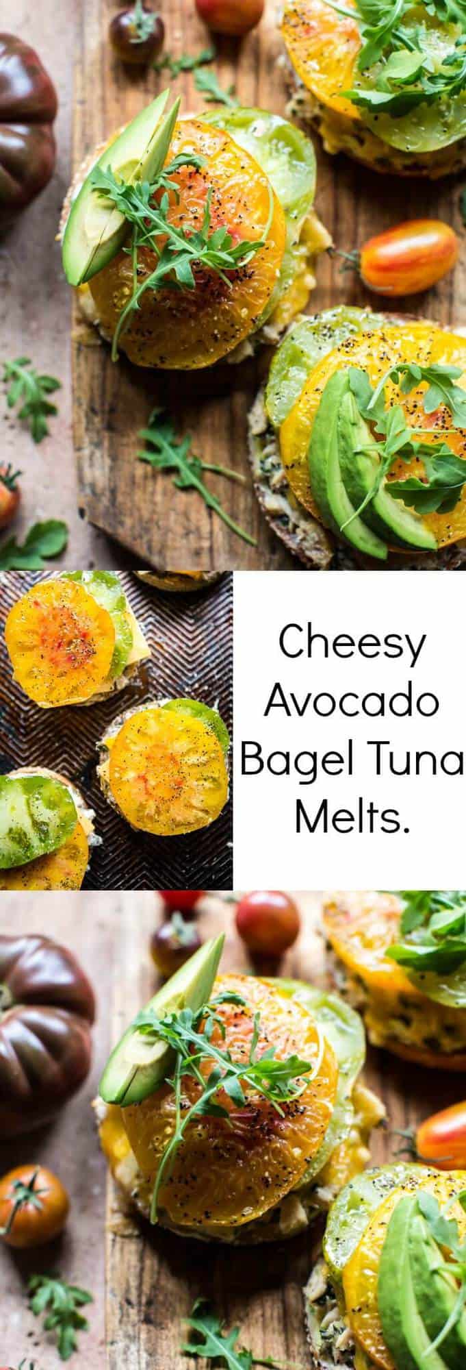 Cheesy Avocado Bagel Tuna Melts | halfbakedharvest.com @hbharvest