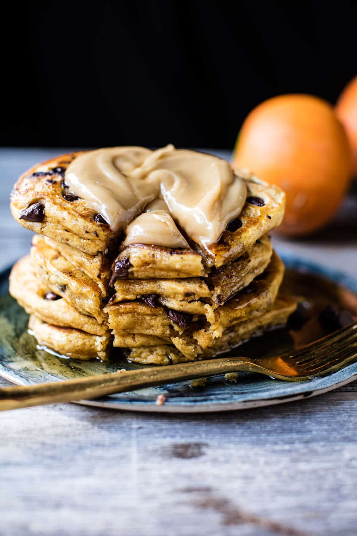 Chocolate Chip Pumpkin Pancakes with Whipped Maple Butter | halfbakedharvest.com @hbharvest