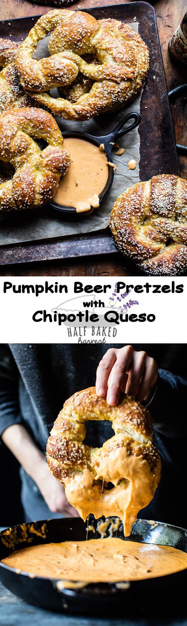 Pumpkin Beer Pretzels with Chipotle Queso | halfbakedharvest.com @hbharvest