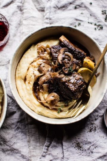Crockpot Cider Braised Short Ribs with Sage Butter Mashed Potatoes.