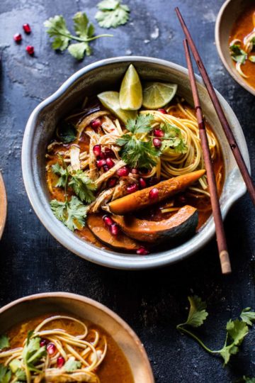 Thai Pomegranate Chicken Khao Soi Noodle Soup.