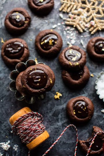 Chocolate Espresso Thumbprint Cookies.