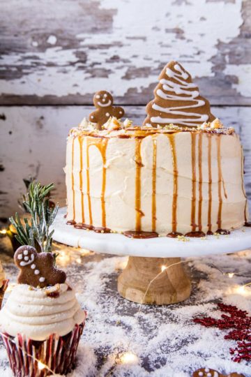 Gingerbread Cake with Caramel Cream Cheese Buttercream.
