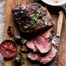 Roasted Beef Tenderloin with Mushrooms and White Wine Cream Sauce.