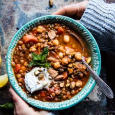 Crockpot Moroccan Lentil and Chickpea Soup.