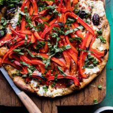 Mediterranean Roasted Red Pepper Pizza | halfbakedharvest.com @hbharvest