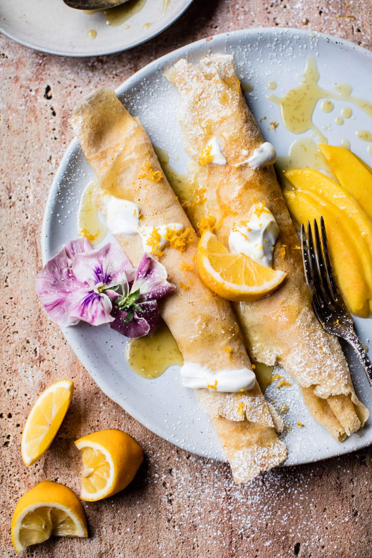Meyer Lemon Chamomile Suzette Crepes with Greek Yogurt | halfbakedharvest.com @hbharvest