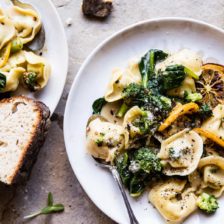 Best Easy Broccoli Cheese Tortellini with Fried Lemon.