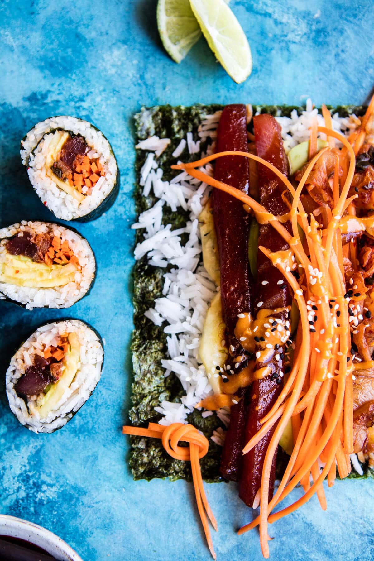 Korean Avocado Tuna Sushi Roll | halfbakedharvest.com @hbharvest