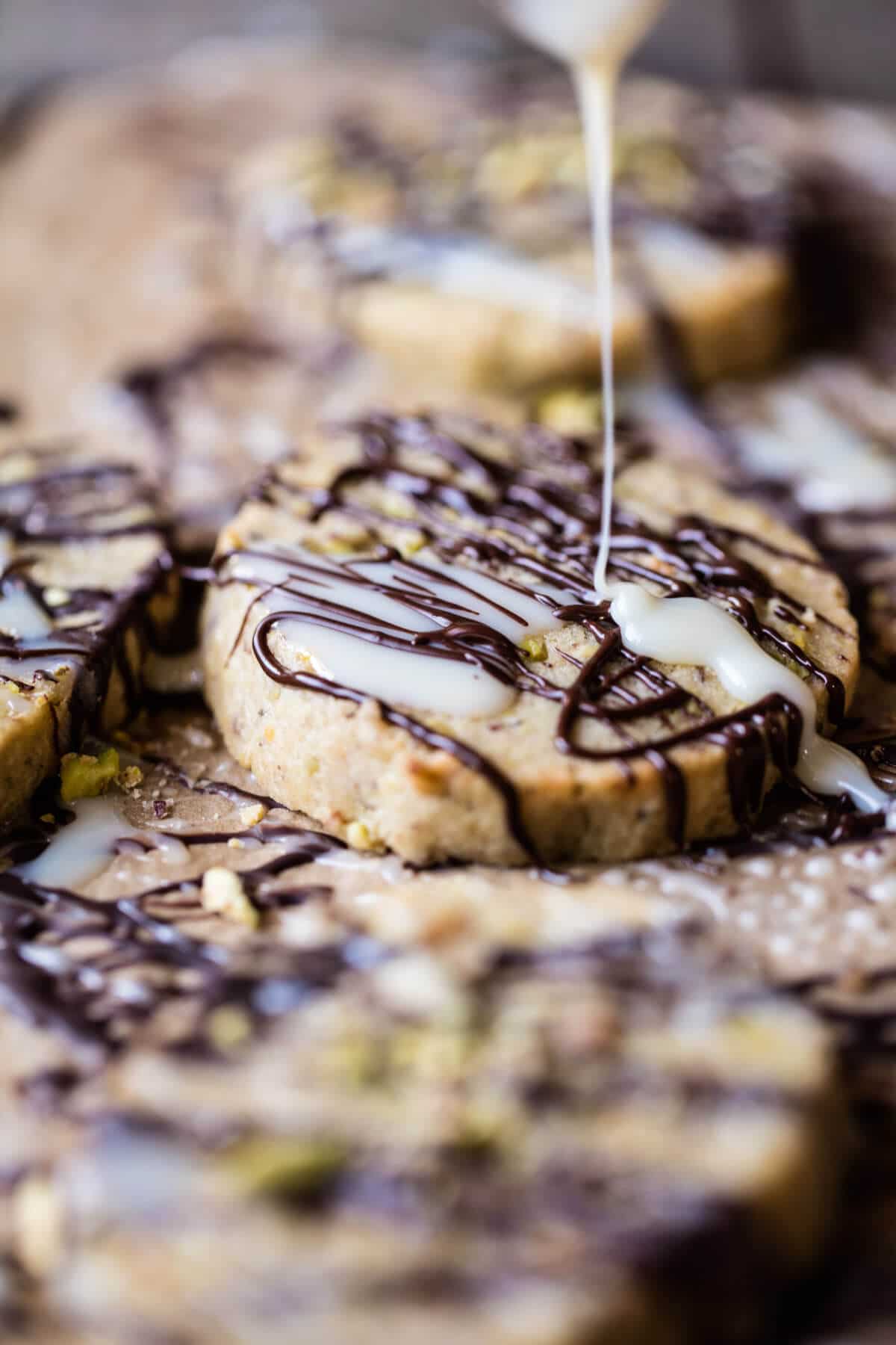 Pistachio Butter Cookies with Chocolate Tres Leches Drizzle | halfbakedharvest.com @hbharevest