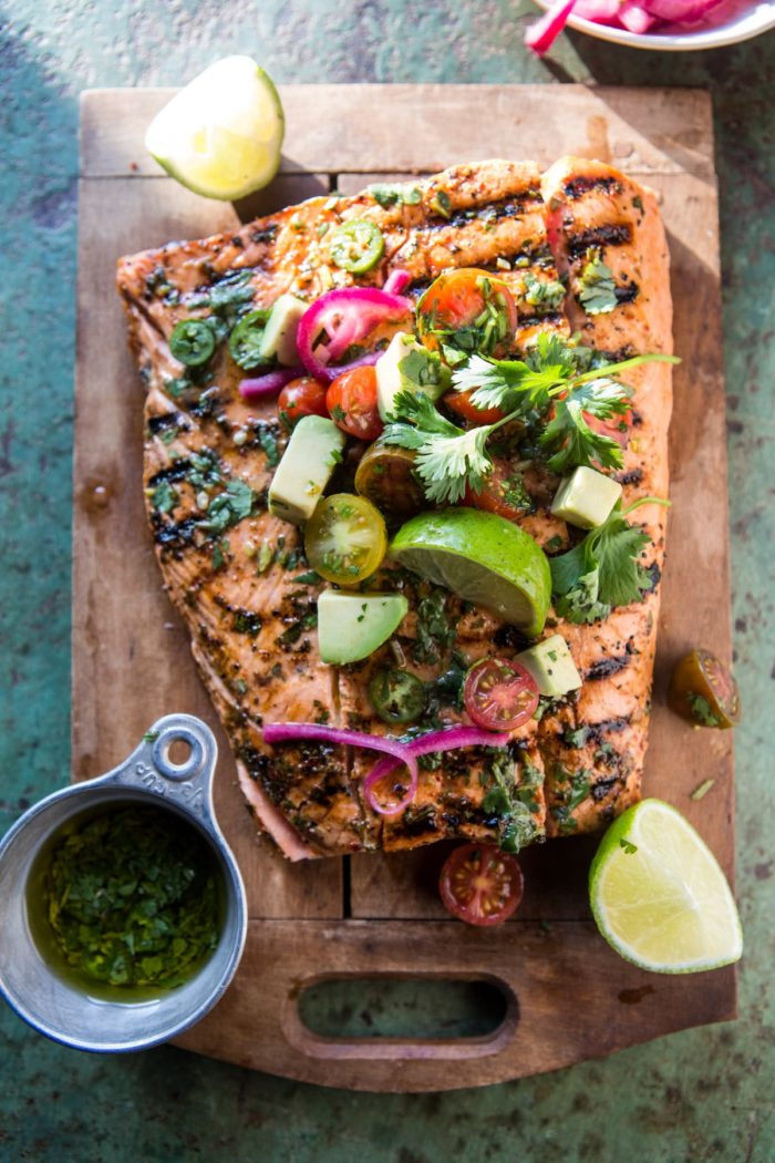 Cuban Grilled Salmon with Tomato Avocado Salsa | halfbakedharvest.com @hbharvest