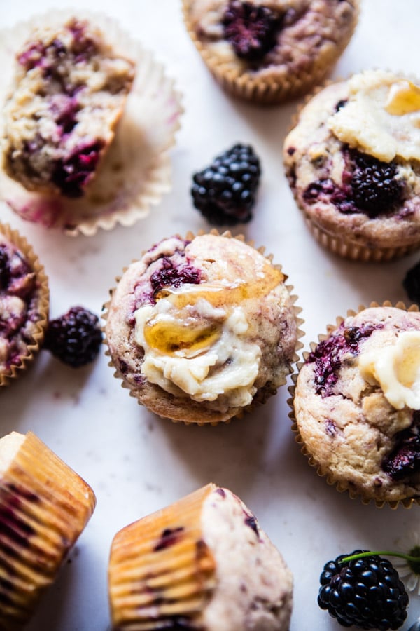 Blackberry Swirl Muffins with Honey Butter | halfbakedharvest.com @hbharvest
