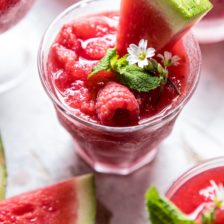 Frozen Watermelon Rose Sangria Slushies | halfbakedharvest.com @hbharvest