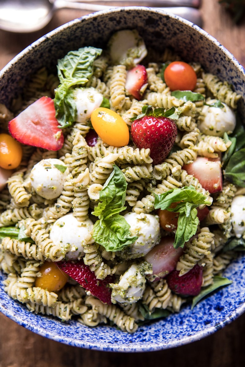 Strawberry Avocado Pesto Pasta Salad | halfbakedharvest.com @hbharvest