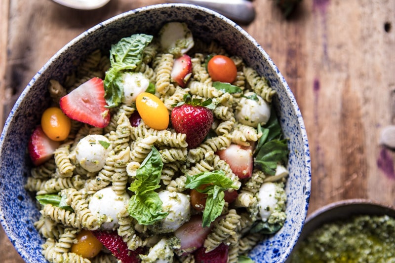 Strawberry Avocado Pesto Pasta Salad | halfbakedharvest.com @hbharvest