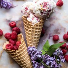 Easiest Raspberry Shortcake Ricotta Ice Cream.
