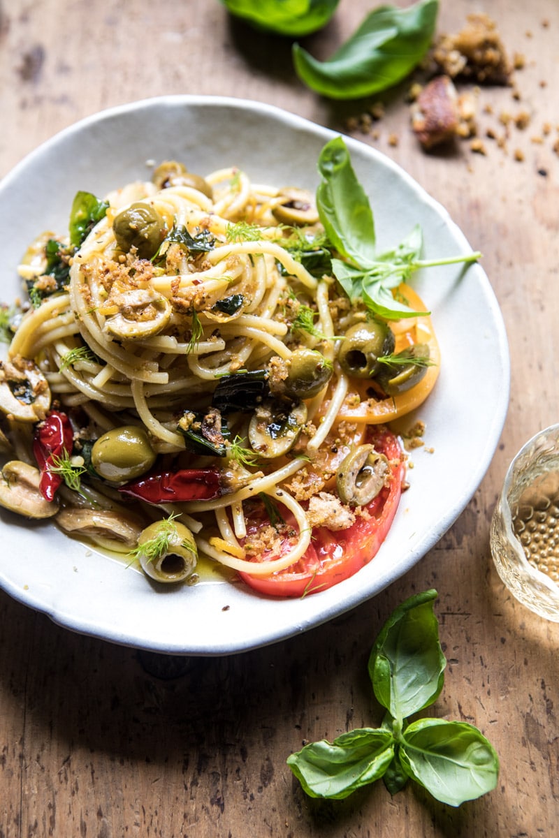 Garden Fresh Herb, Olive, and Parmesan Pasta with Pistachio Breadcrumbs | halfbakedharvest.com @hbharvest