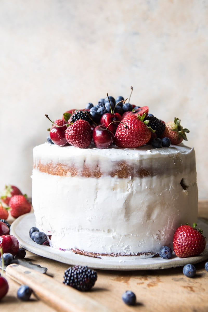 Triple Layer Roasted Berry Pinata Ice Cream Cake | halfbakedharvest.com @hbharvest