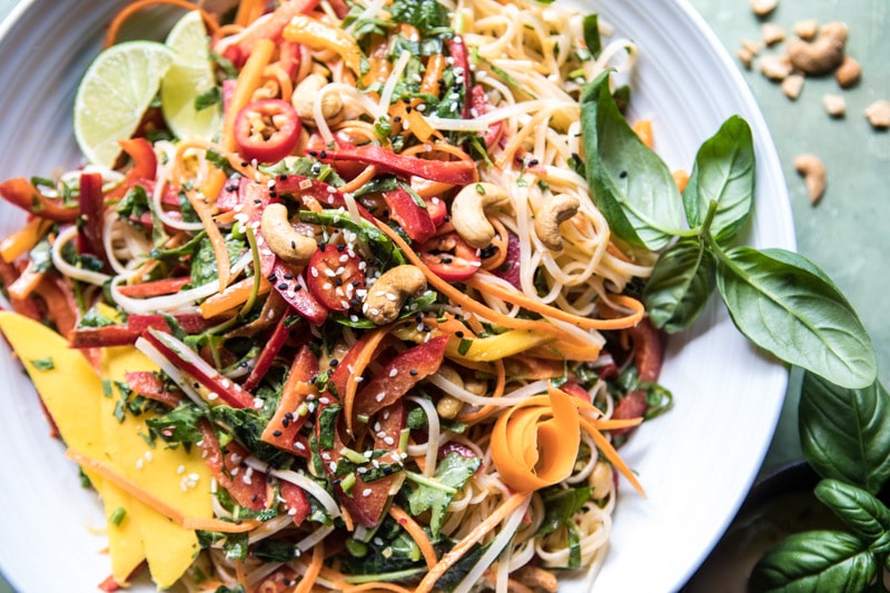 Rainbow Thai Basil Noodle Salad with Sesame Vinaigrette | halfbakedharvest.com @hbharvest