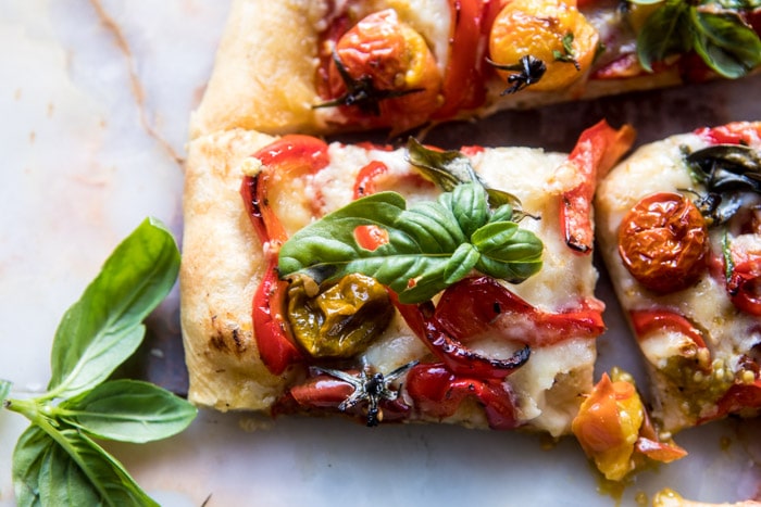 Pepper and Cherry Tomato White Pizza | halfbakedharvest.com @hbharvest