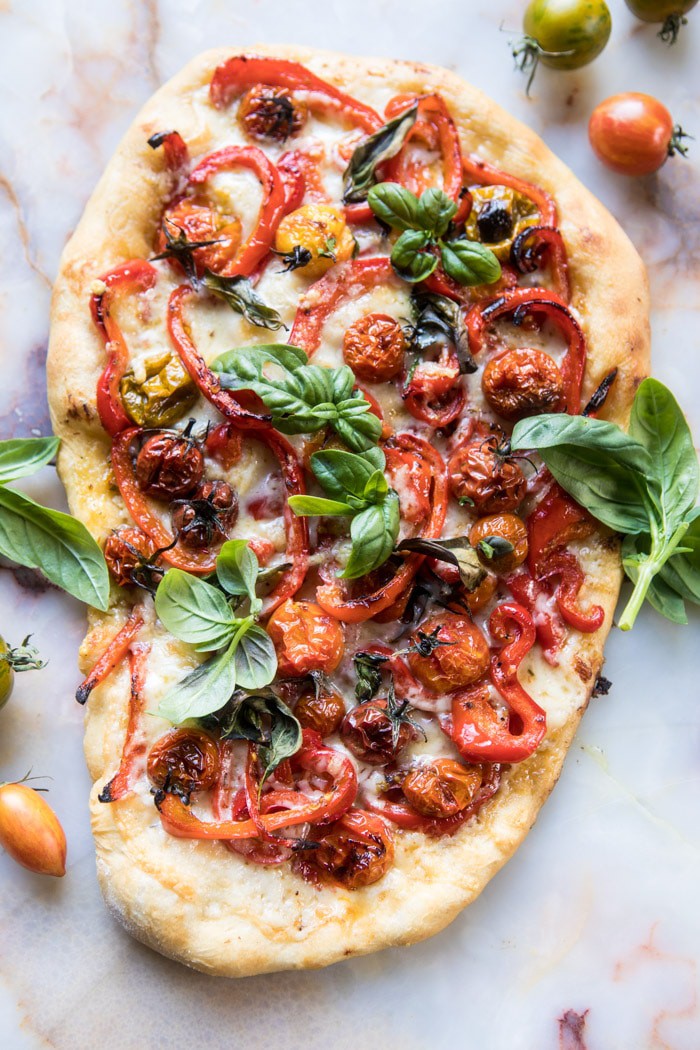 Pepper and Cherry Tomato White Pizza | halfbakedharvest.com @hbharvest