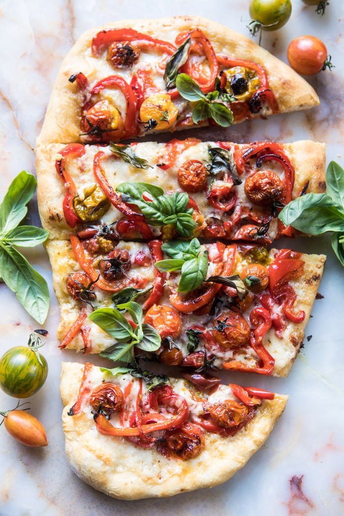 Pepper and Cherry Tomato White Pizza | halfbakedharvest.com @hbharvest